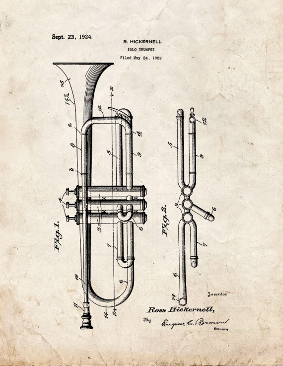 Solo Trumpet Patent Print