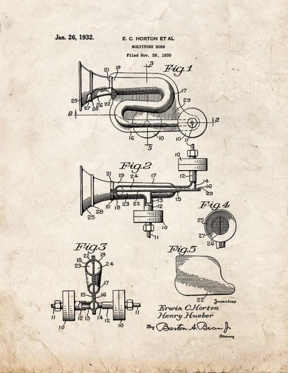 Multitone Horn Patent Print