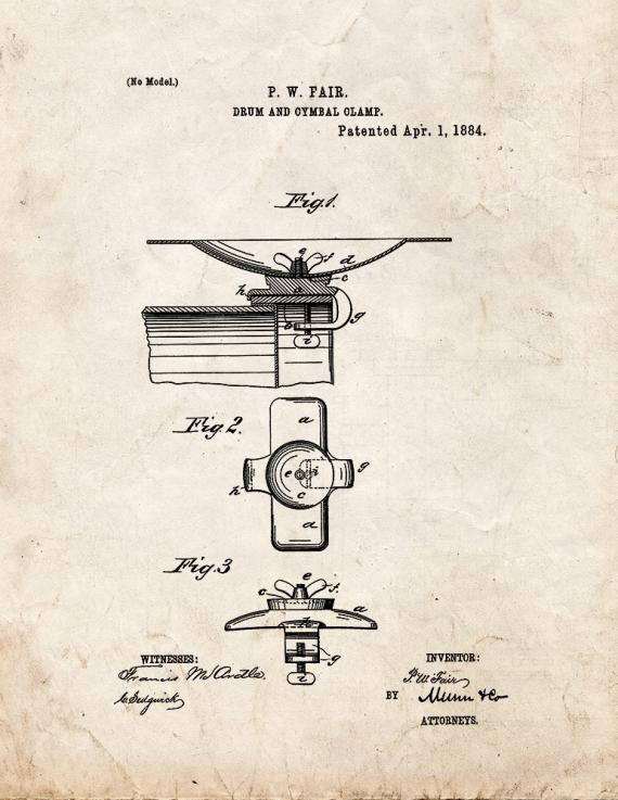 Drum And Cymbal Clamp Patent Print