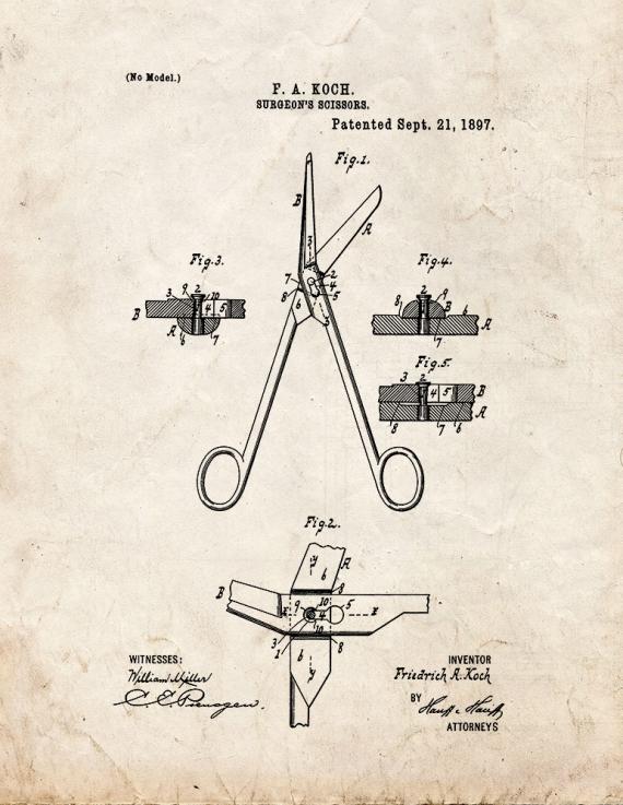 Surgeon's Scissors Patent Print