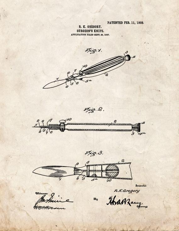 Surgeon's Knife Patent Print