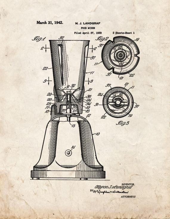Food Mixer Patent Print