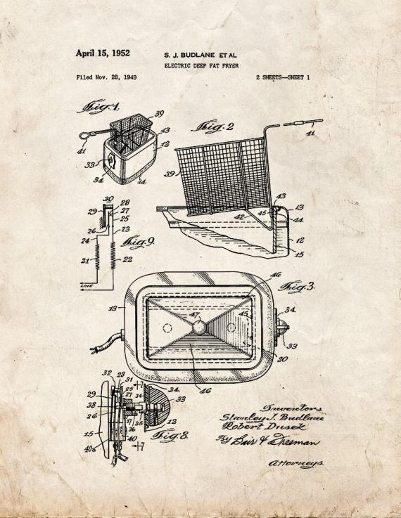 Electric Deep Fat Fryer Patent Print