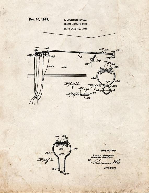 Shower Curtain Ring Patent Print