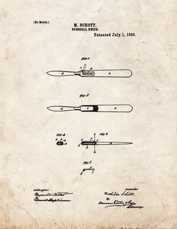 Surgical Knife Patent Print