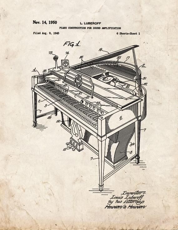 Piano Patent Print