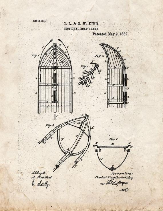 Sectional Boat Frame Patent Print