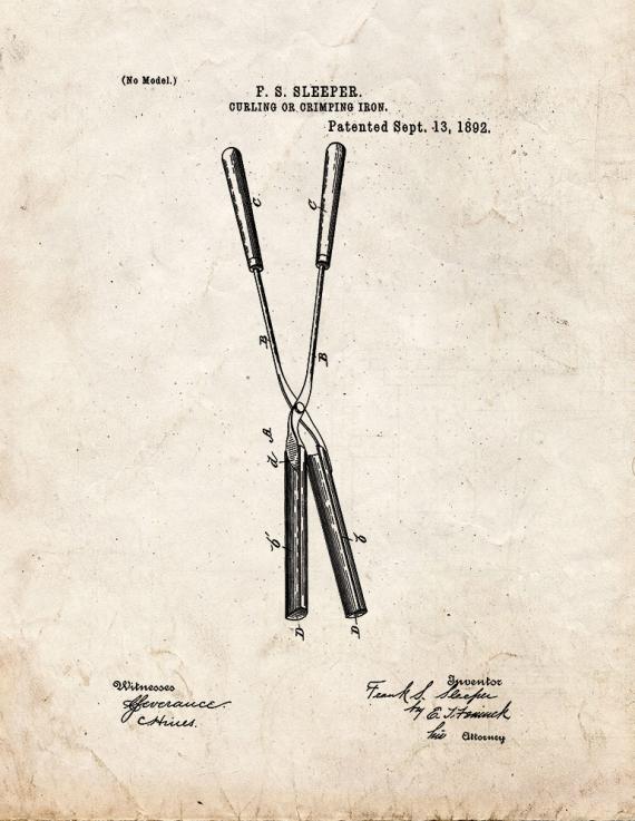 Curling Or Crimping Iron Patent Print