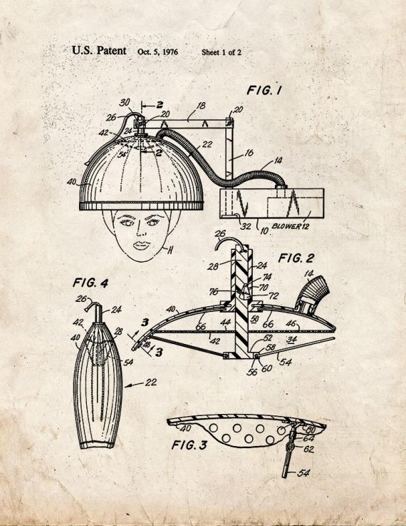 Collapsible Hair Dryer Device Patent Print
