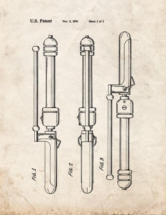 Curling Iron Patent Print