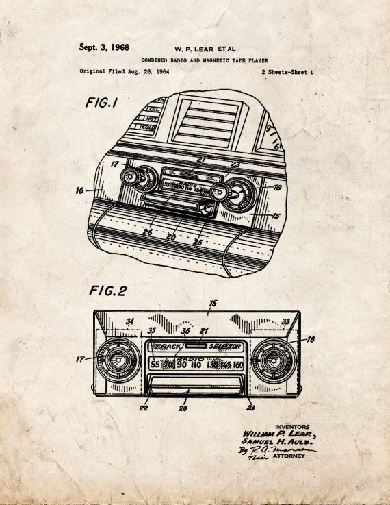 Combined Radio and Magnetic Tape Player Patent Print