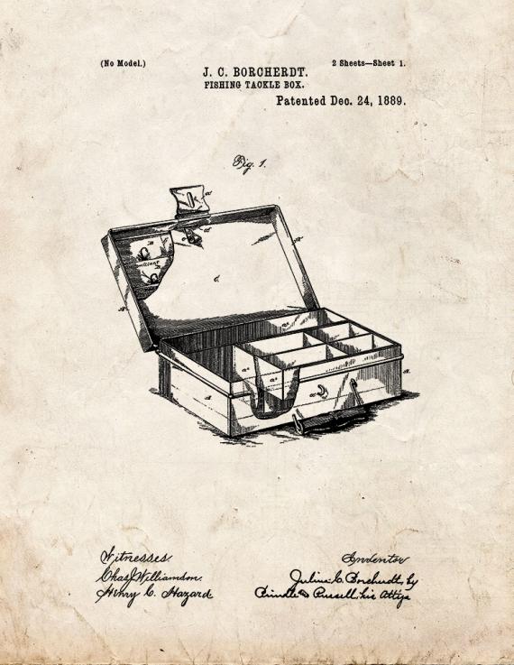 Fishing Tackle Box Patent Print