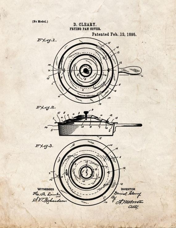 Frying Pan Cover Patent Print