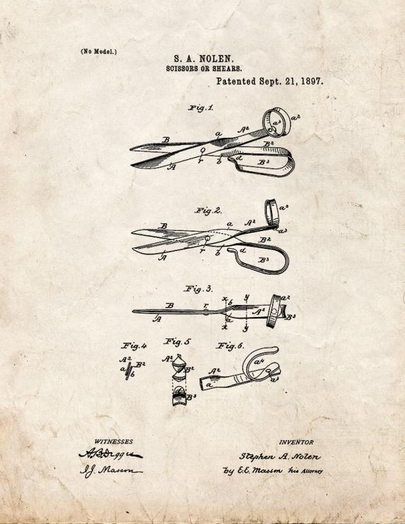 Scissors Patent Print