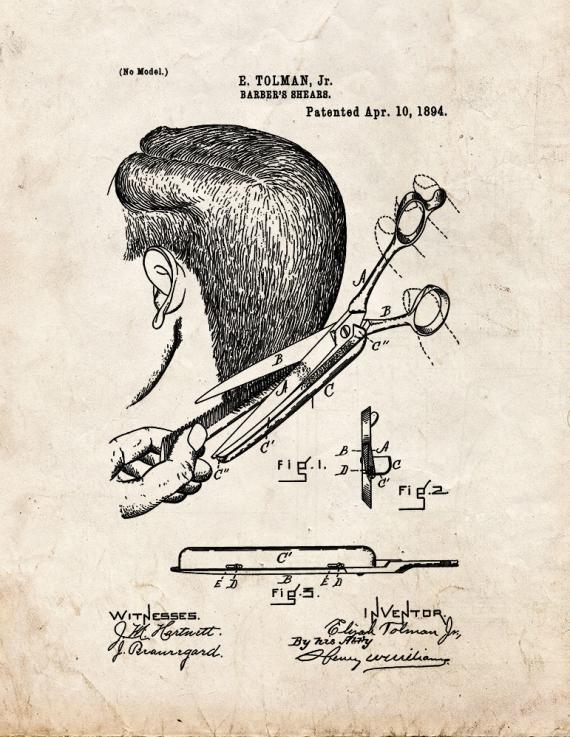 Barber's Shears Patent Print