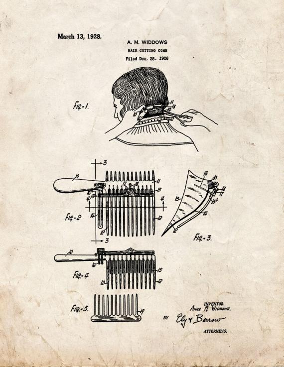 Hair-cutting Comb Patent Print