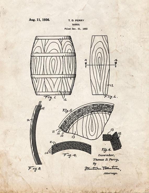 Whiskey Barrel Patent Print