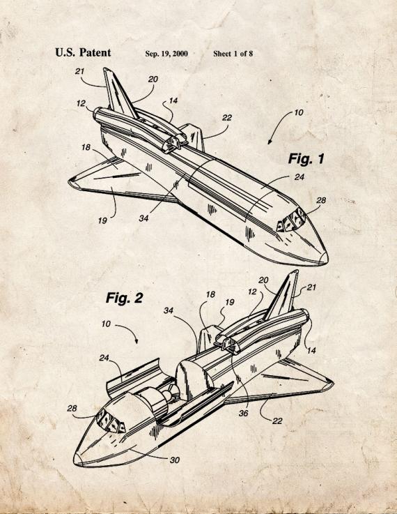 Rocket Propelled Space Shuttle Patent Print