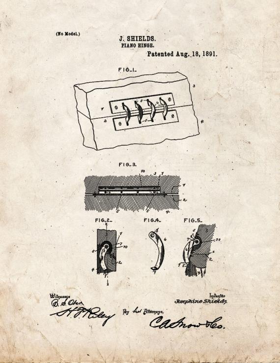 Piano Hinge Patent Print
