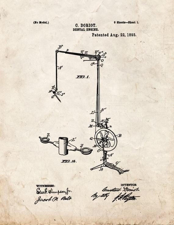 Dental Engine Patent Print