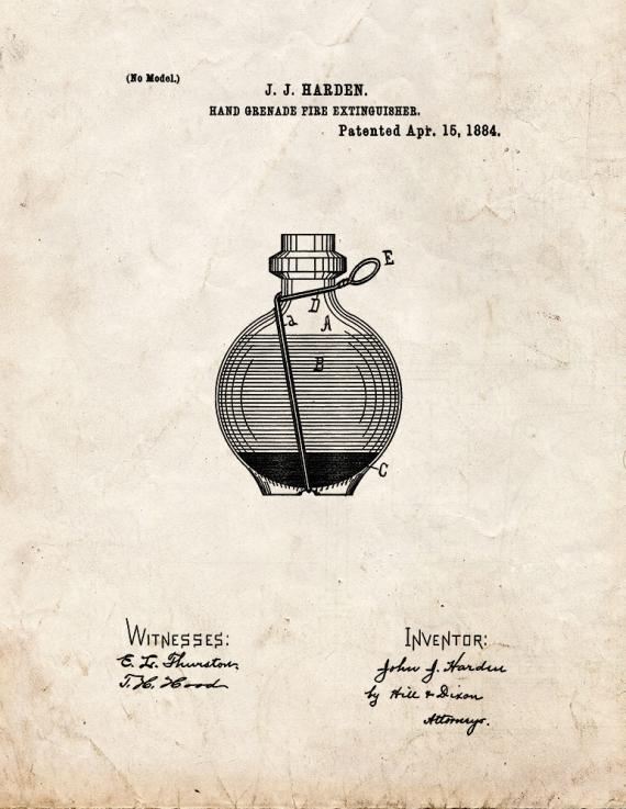 Hand Grenade Fire Extinguisher Patent Print