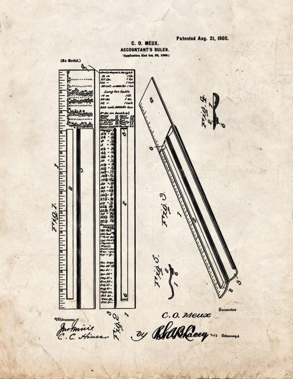 Accountant's Ruler Patent Print