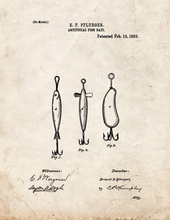 Artificial Fish Bait Patent Print
