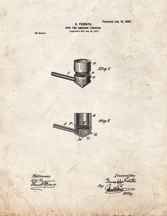 Pipe For Smoking Tobacco Patent Print