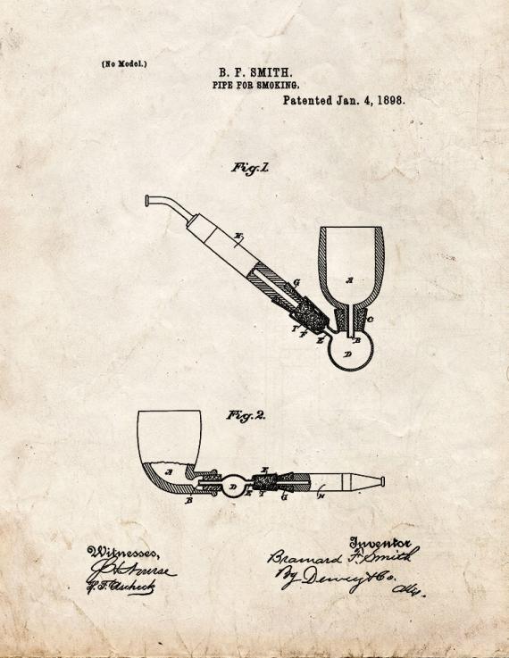 Pipe For Smoking Patent Print