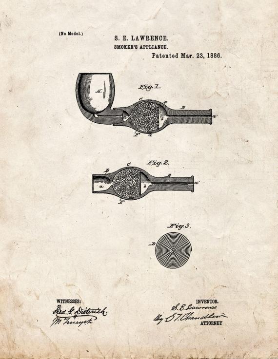 Smoker's Appliance Patent Print