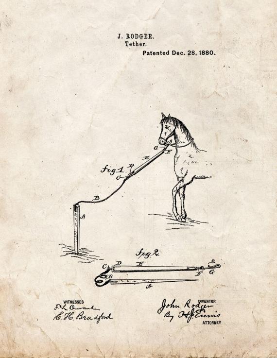 Horse Tether Patent Print