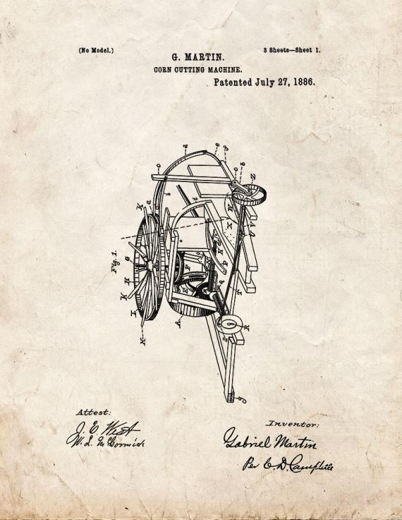 Corn Cutting Machine Patent Print