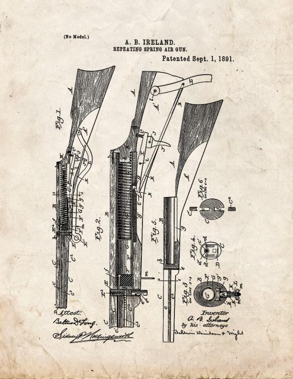 Repeating Spring Air Gun Patent Print