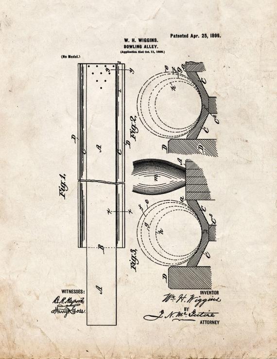 Bowling Alley Patent Print
