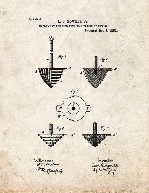 Implement For Cleaning Water Closet Bowls Patent Print