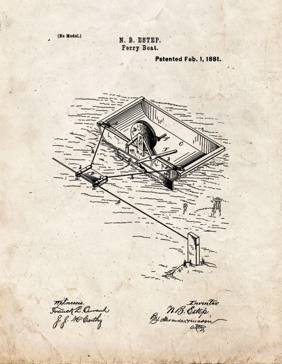Ferry Boat Patent Print