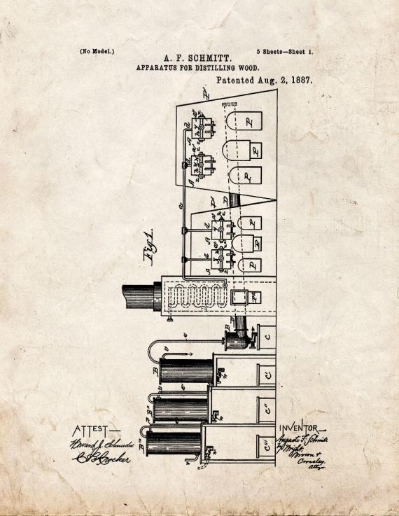 Apparatus For Distilling Wood Patent Print