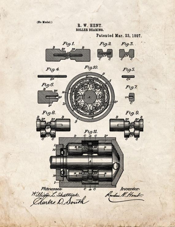Roller Bearing Patent Print