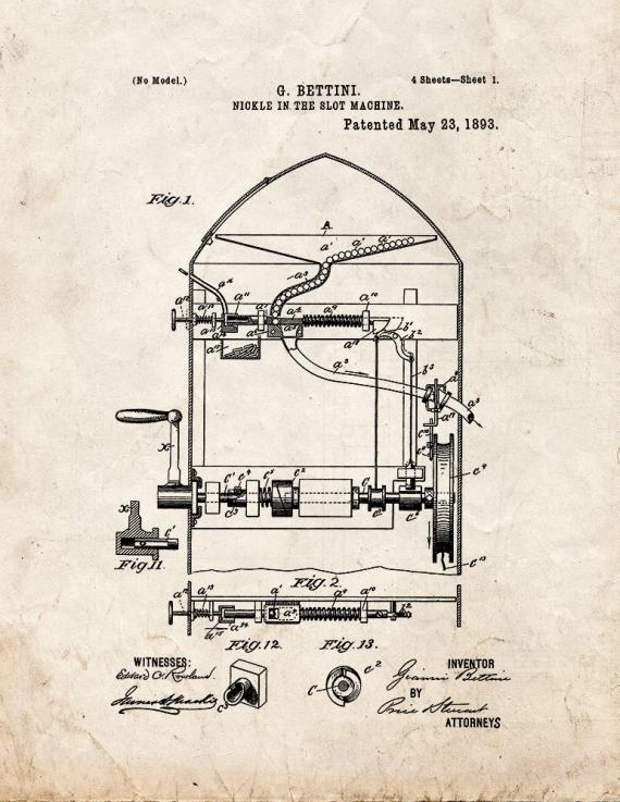 Nickel In The Slot Machine Patent Print