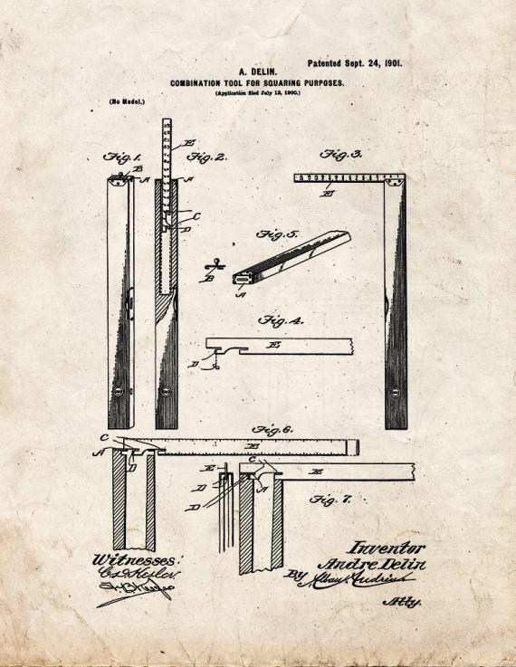 Combination-tool for Squaring Purposes Patent Print