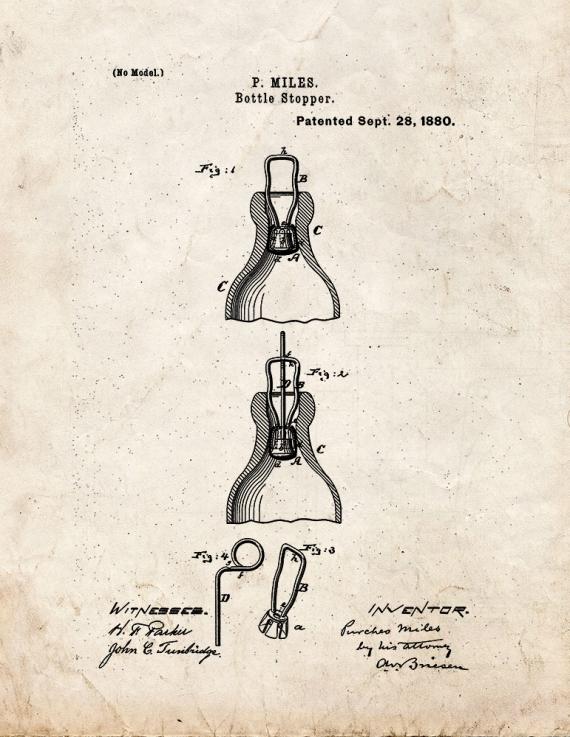 Bottle Stopper Patent Print