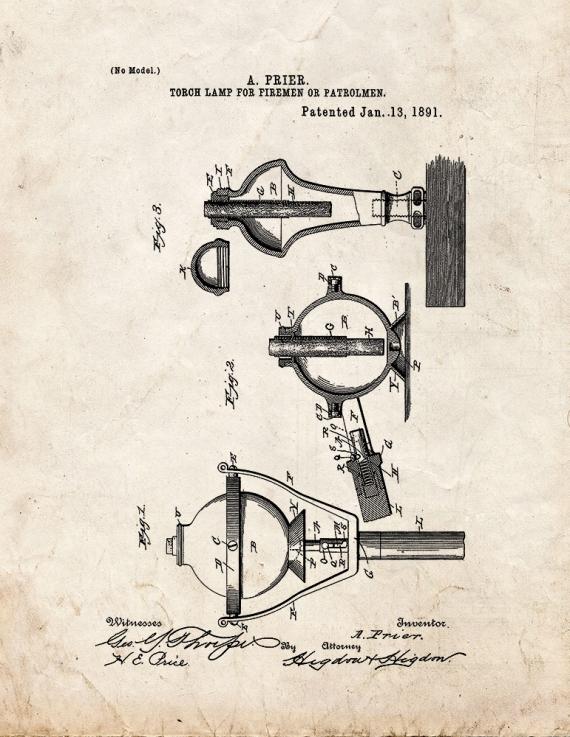 Torch-Lamp For Firemen And Patrolmen Patent Print