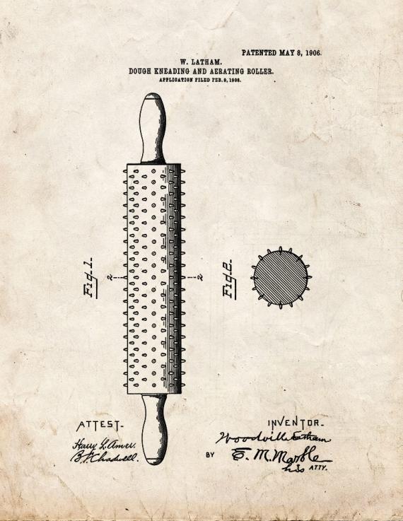 Dough Rolling Pin Patent Print