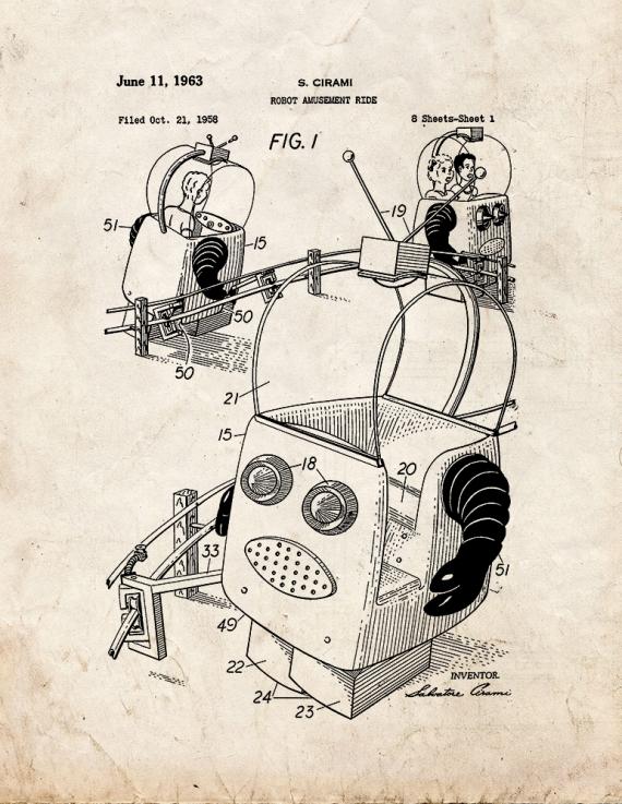 Robot Amusement Ride Patent Print