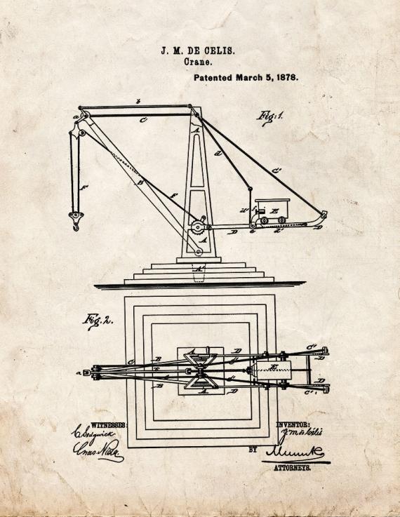 Crane Patent Print
