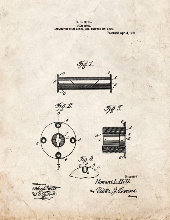 Camera Film Spool Patent Print