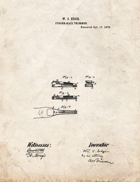 Fingernail Trimmer Patent Print