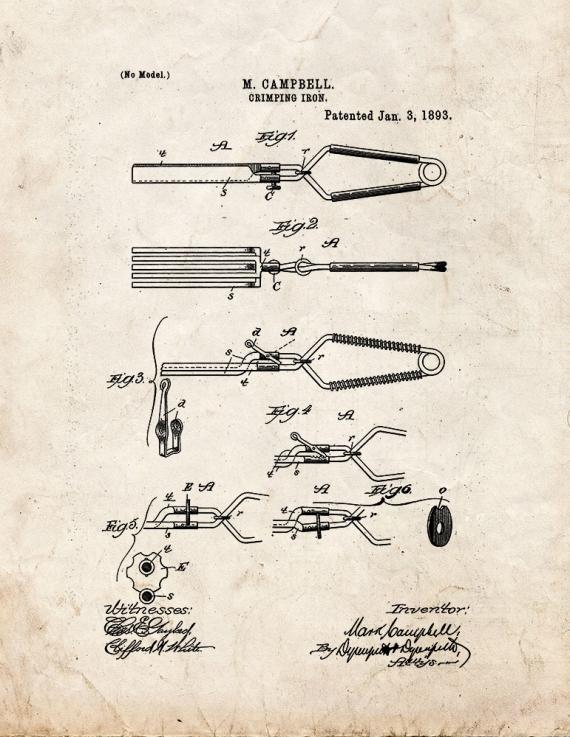 Hair Crimping Iron Patent Print