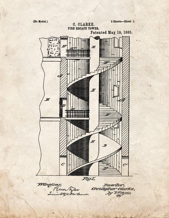 Fire Escape Tower Patent Print