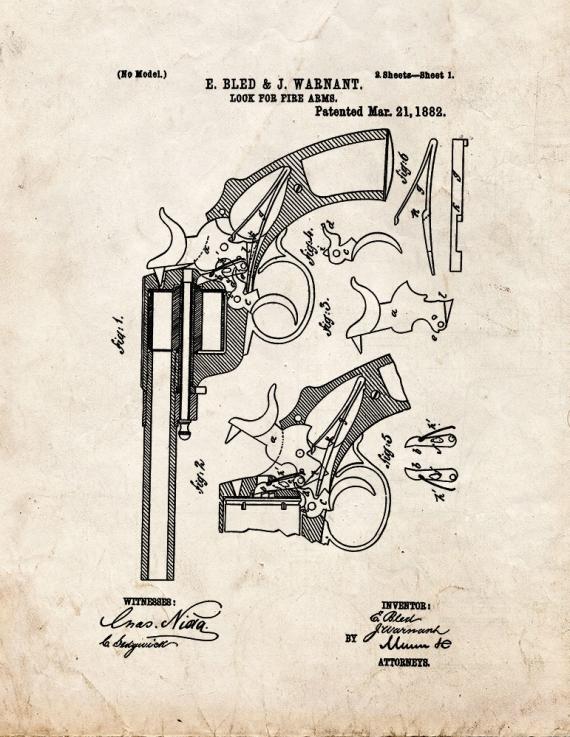 Lock For Fire Arms Patent Print